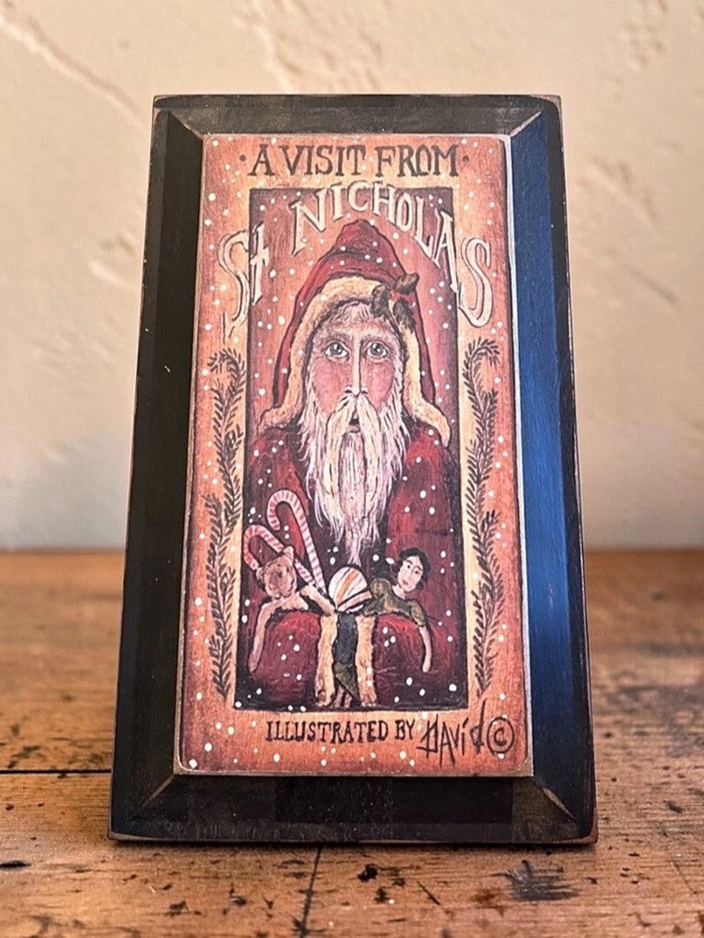 David Harden Christmas Santa Claus Framed Holiday Artwork Painting RARE!
